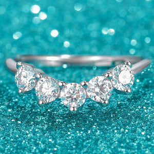 Silver Moissanite 5 Stone Eternity Ring "Anuska"