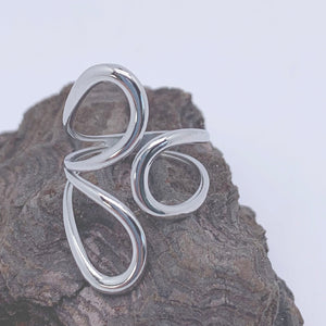 silver modern three loop adjustable ring frenelle jewellery