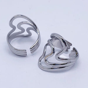 modern silver adjustable size ring frenelle jewellery