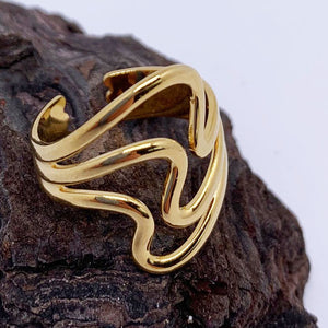 gold modern adjustable ring frenelle jewellery
