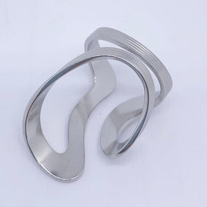 modern silver adjustable plain ring frenelle jewellery