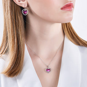 925 Sterling Silver Crystal Earrings "Amore" (Pink)