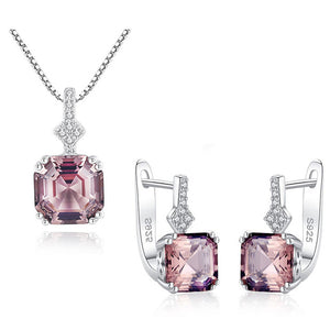925 Sterling Silver Jewellery Set with Morganite Gemstones "Hollywood"