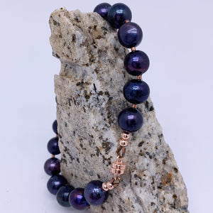 peacock blue pearl rose gold bracelet frenelle jewellery