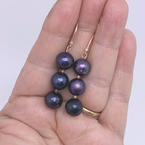 peacock blue pearls rose gold earrings frenelle jewellery
