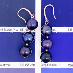 peacock blue pearls rose gold earrings frenelle jewellery