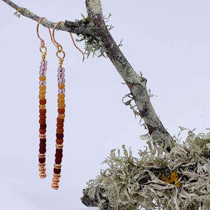 rose gold bead tassel earrings