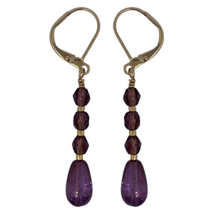 fire polished mauve and gold earrings jewellery women