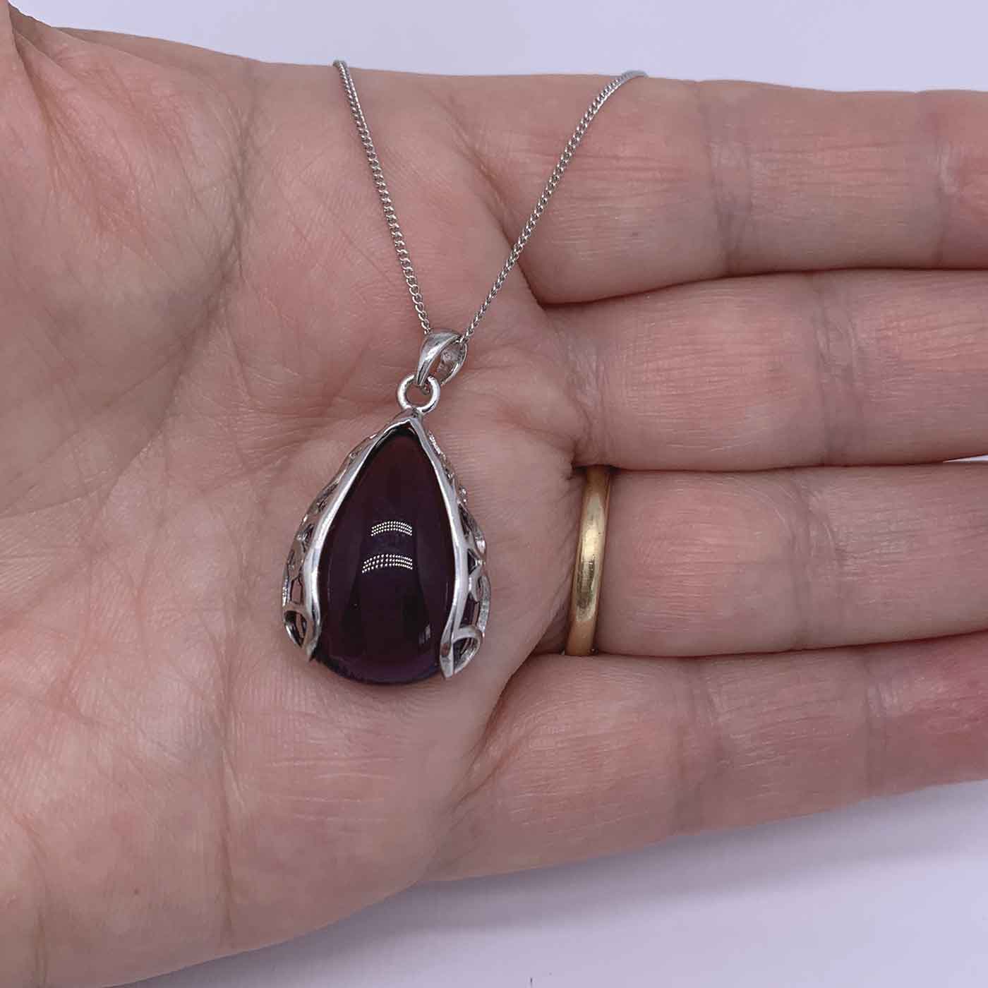 purple silver pendant necklace jewellery