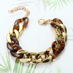 modern curb chain resin tortoise shell