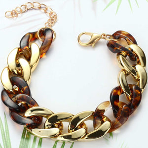 modern curb chain resin tortoise shell
