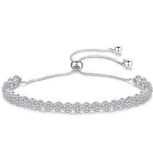silver crystal adjustable tennis bracelet