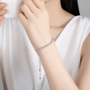 silver crystal adjustable tennis bracelet