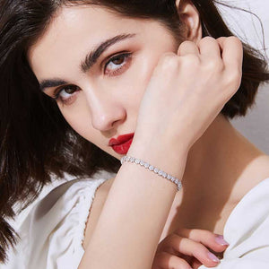 silver crystal adjustable tennis bracelet