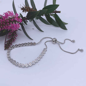 silver crystal adjustable tennis bracelet