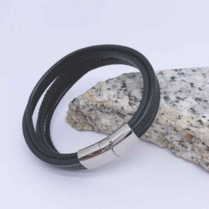 black leather bracelet magnetic catch jewellery