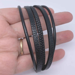 black leather bracelet magnetic catch nz