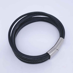 black leather bracelet magnetic catch online