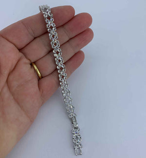 crystal bridal silver tennis bracelet for women