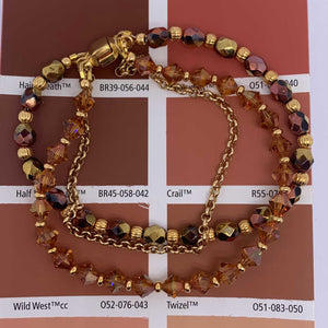 triple strand gold bracelet crystal