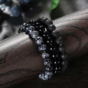 black agate stretch bracelet jewellery nz