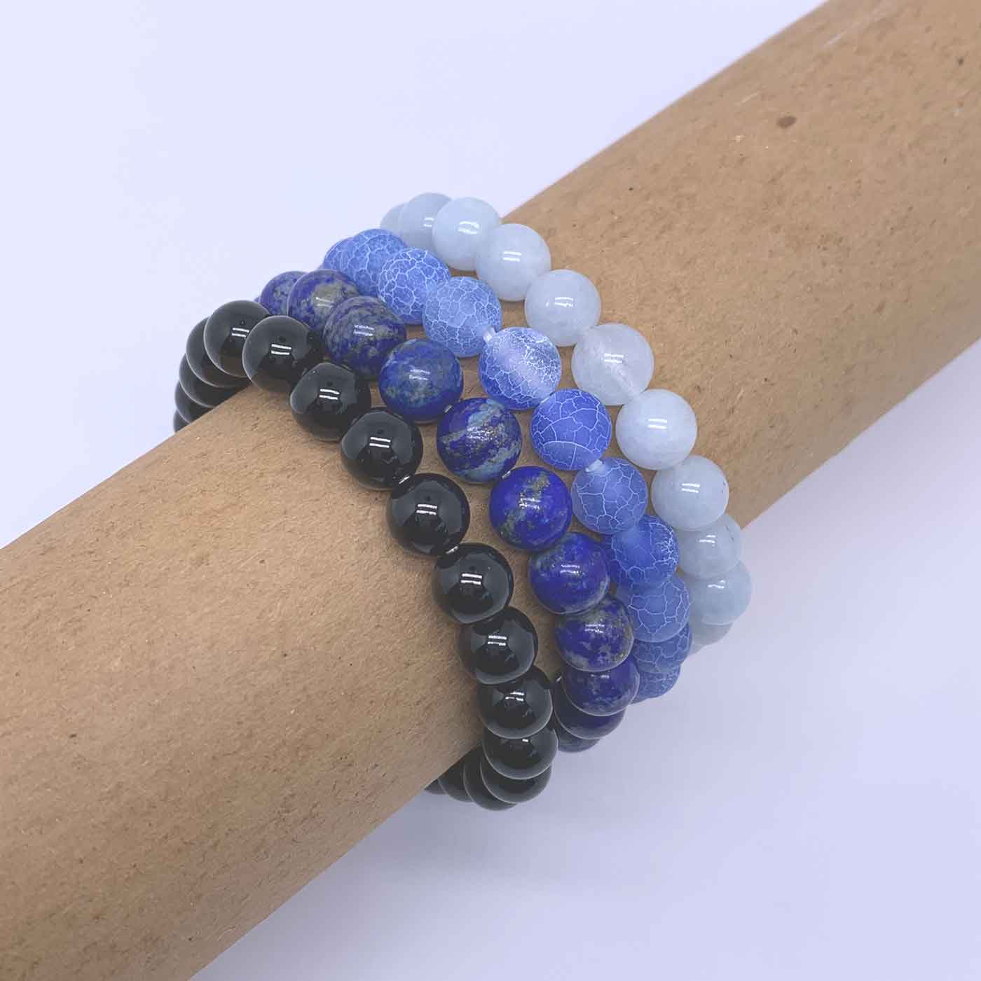blue gemstone stretch bracelet set jewellery nz