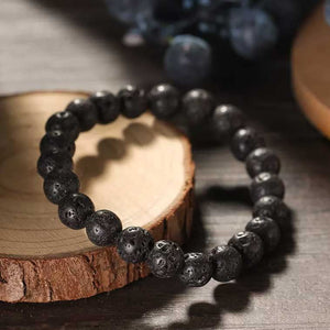 black lava stones stretch bracelet for women