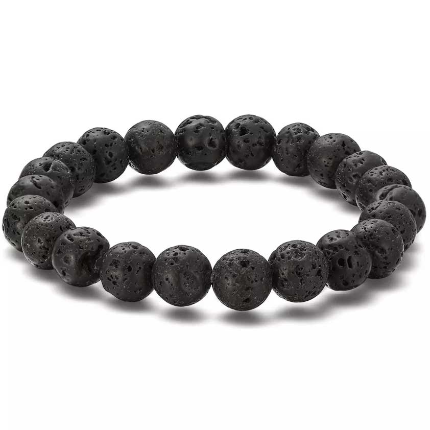 black lava stones stretch bracelet for women