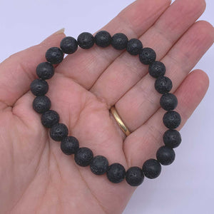 black lava stones stretch bracelet for women