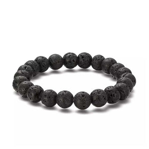 black lava stones stretch bracelet for women