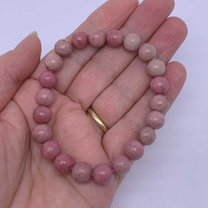 rhodonite gemstone stretch bracelet for women