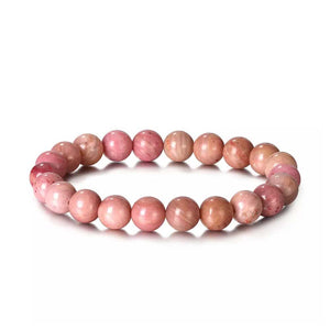 rhodonite gemstone stretch bracelet for women