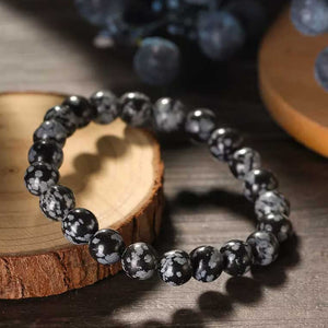 snowflake obsidian stretch bracelet gemstone