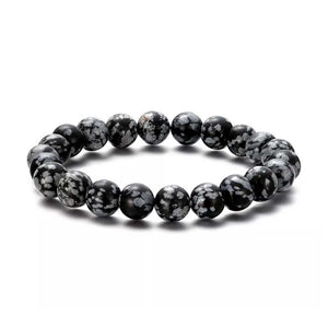 snowflake obsidian stretch bracelet gemstone