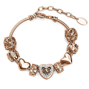 Rose-gold Charm Bracelet with 9 FREE charms "Mere"