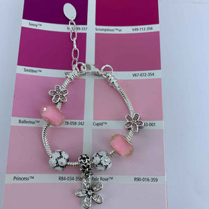 pink silver crystal charm bracelet jewellery nz