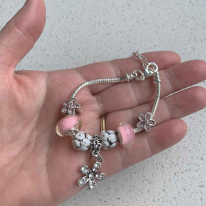pink silver crystal charm bracelet jewellery nz