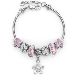 pink silver crystal charm bracelet jewellery nz