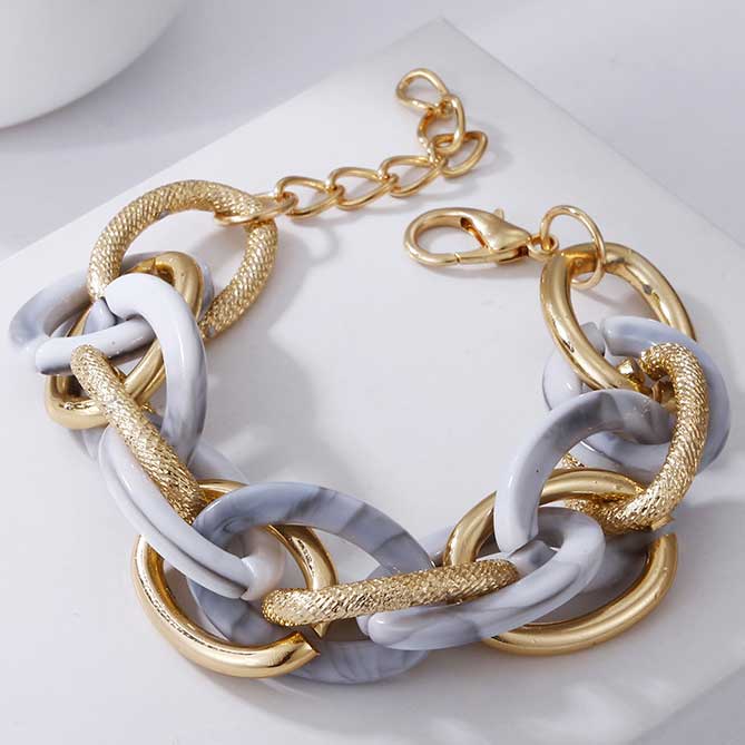 modern chunky marble gold bracelet