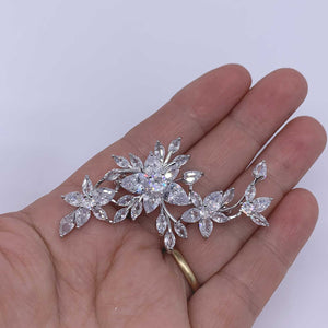 brooch silver spray flowers hand