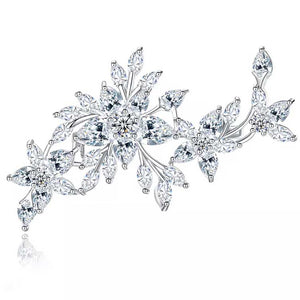 brooch silver spray flowers