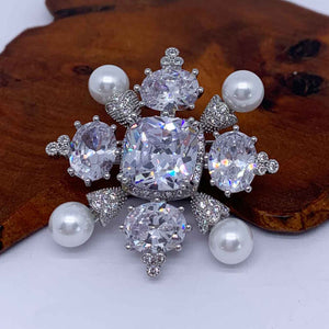 russian jewellery brooch silver crystal pearl