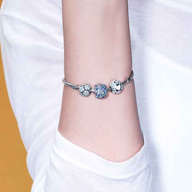 crystal blue silver charm for women girls