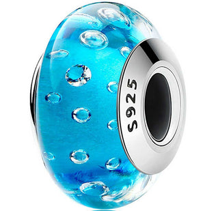 blue murano glass charm bead bracelet