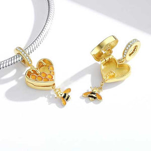heart charm with honey bee locket