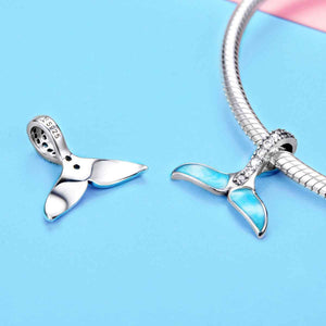 blue whale tail silver charm pandora