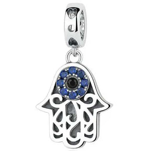 Hamsa hand of fatima silver charm evil eye