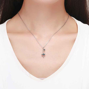 blue flower silver charm bracelet beads