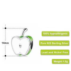 frenelle jewellery charm bracelet green apple silver