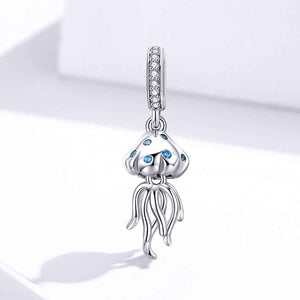 jellyfish silver blue charm
